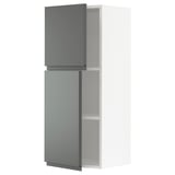 Dark gray ikea METOD kitchen cabinet with adjustable shelf.
