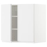White METOD kitchen cabinet with glossy finish, two adjustable shelves, modern design.