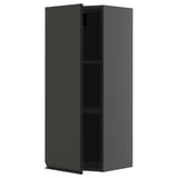 Modern gray wall cabinet, two shelves, sleek matte finish.