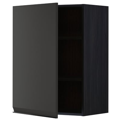 METOD wall cabinet, black, rectangular, modern design.