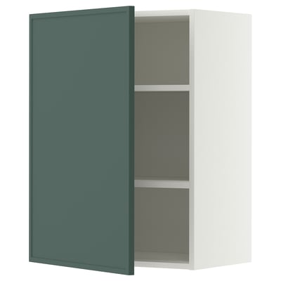 METOD Wall cabinet with shelves, white/Aspudden dark grey-green, 60x80 cm