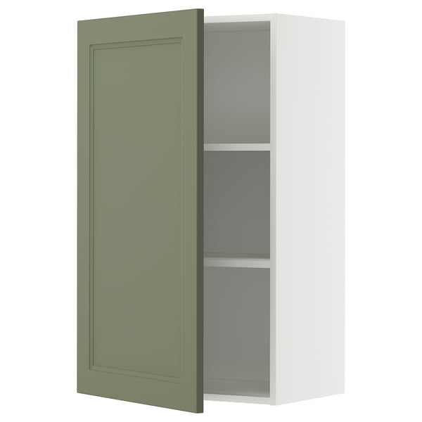 Modern wall cabinet, green, wood composite, rectangular, single door.
