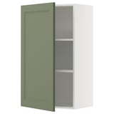 Modern wall cabinet, green, wood composite, rectangular, single door.