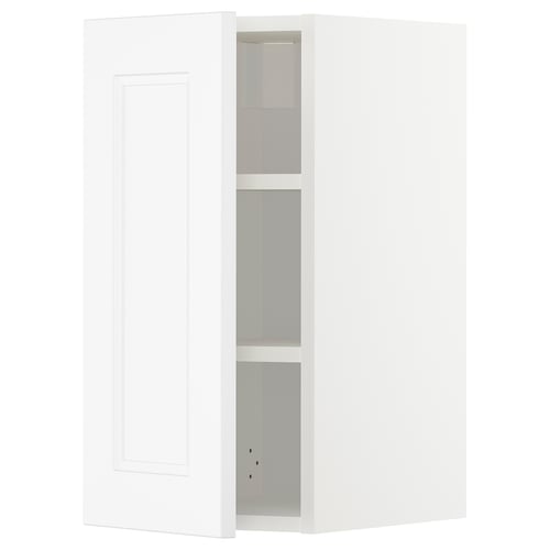 White METOD kitchen unit with adjustable shelves, featuring a single paneled door.