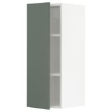 METOD kitchen wall cabinet, grey-green, modern, rectangular, with open shelf.