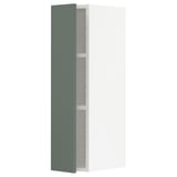 METOD kitchen unit in grey-green with two shelves, tall and rectangular.