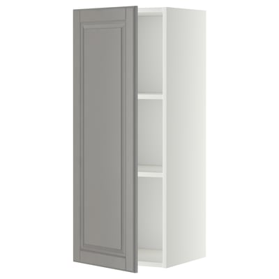 Greige METOD kitchen cabinet with adjustable shelf, wall-mounted.