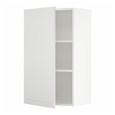 A white METOD kitchen wall cabinet with a single door and inner shelves. The cabinet is rectangular and has a modern design.