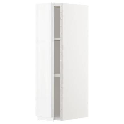 METOD white gloss kitchen cabinet, modern, rectangular, fiberboard, 18mm thick.