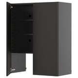 Black METOD kitchen cabinet, matt finish, square, adjustable shelves, modern hinge, minimal design.