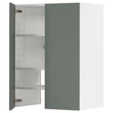 IKEA METOD grey-green kitchen cabinet with adjustable shelves.