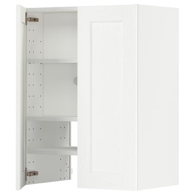 METOD white cabinet with adjustable shelves and hinged door.