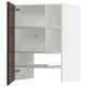 White METOD kitchen cabinet with shelves, adjustable, hinged door open.