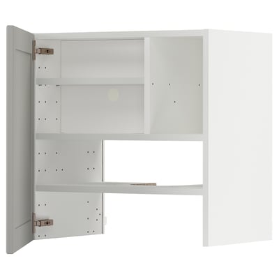 White METOD kitchen cabinet, three shelves, beveled edges.