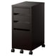 Black MICKE mobile filing cabinet with four drawers on wheels, sleek and modern design for office use.