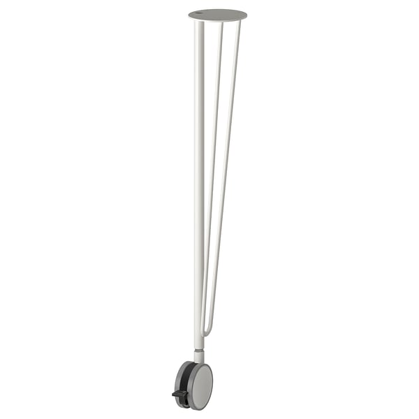 MITTCIRKEL desk leg, silver metal with castor, simple sleek design, adjustable height, strong epoxy finish.