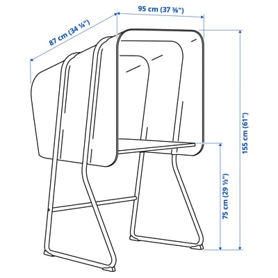 MITTZON privacy booth in light gray with sound-insulating felt, white metal legs, rectangular top, and functional hooks. Perfect for focused work.
