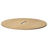 MITTZON circular oak wood office table, light brown, stain-resistant surface.