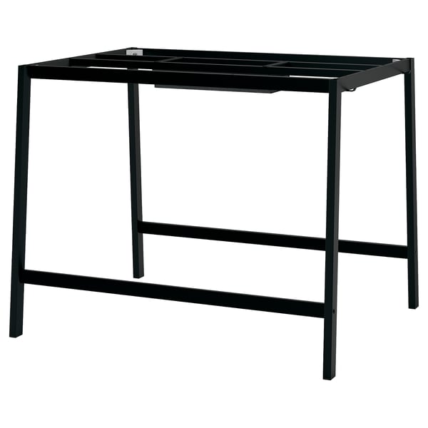 Black metal MITTZON work table with cable management, sleek design.