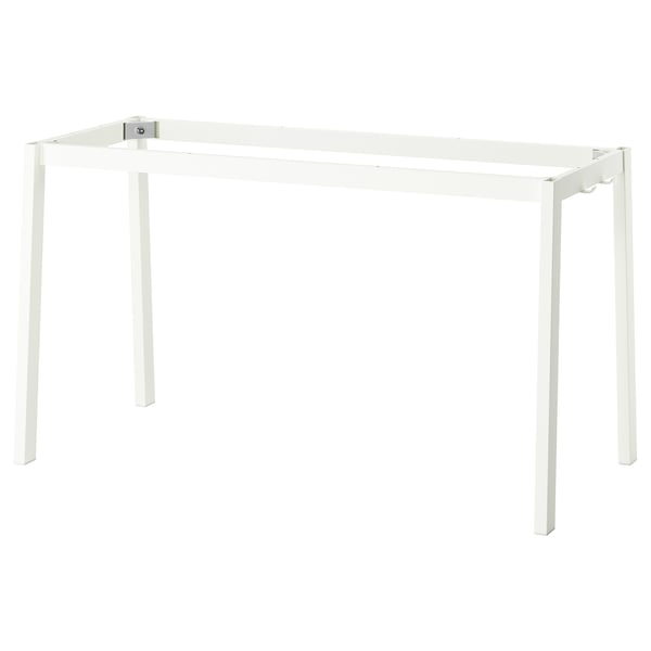 MITTZON white desk, minimalist design, metal legs and frame, rectangular shape.