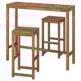 Wooden NÄMMARÖ outdoor furniture set: bar table and stools.