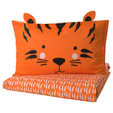 Orange tiger-themed bedding set with matching pillowcase and printed pattern.