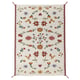 Option: Swedish folklore rug, NICKGRÄS, florals on cream, red braids, wool & cotton