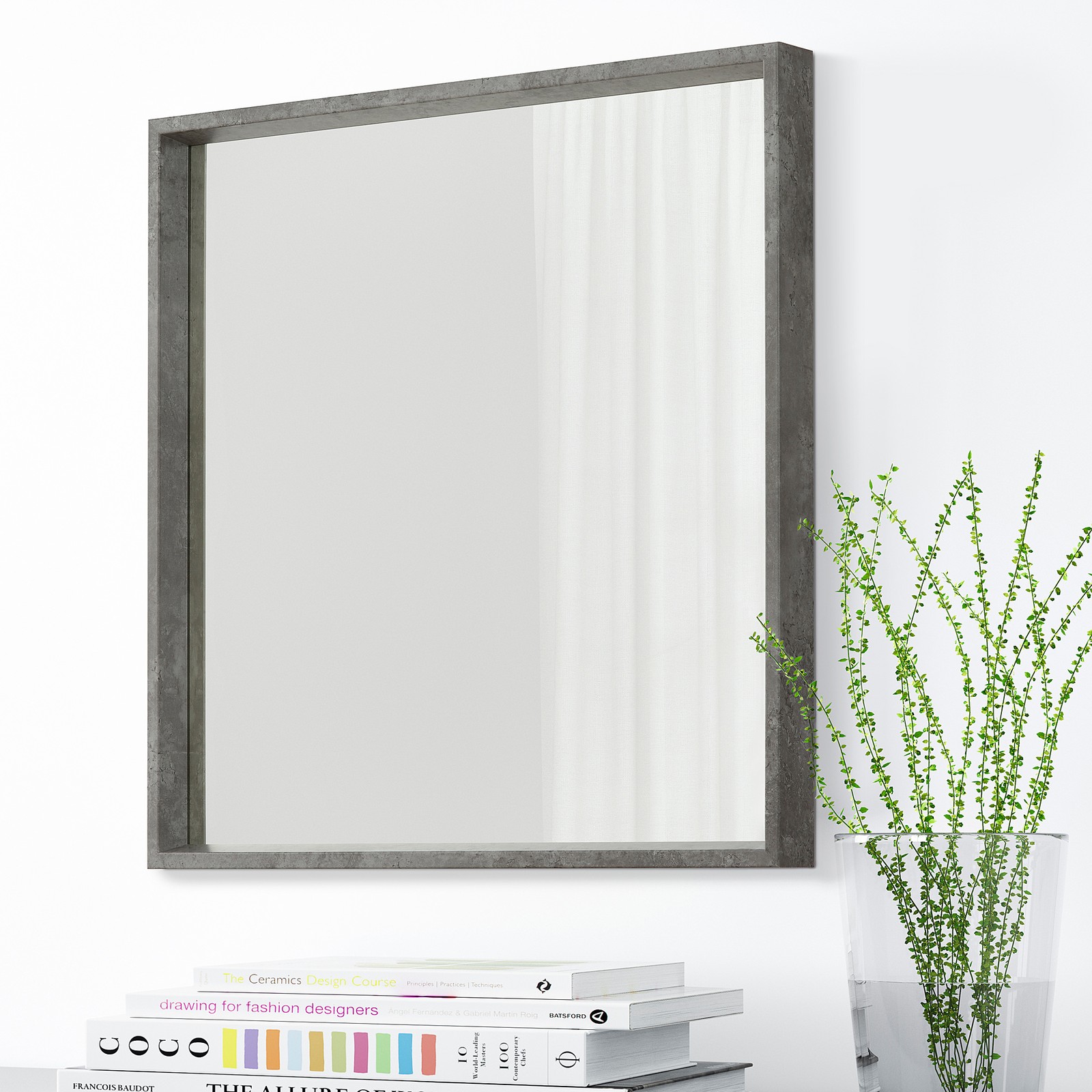 NISSEDAL Mirror, concrete effect, 65x65 cm IKEA Ireland