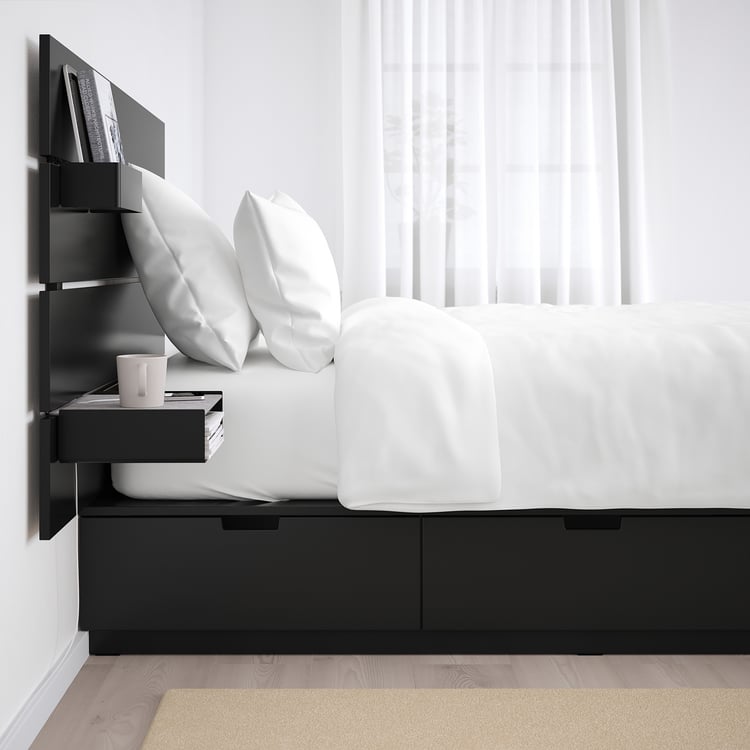 NORDLI Bed frame w storage and headboard, anthracite, 90x200 cm IKEA