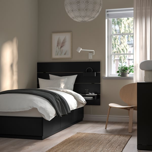 NORDLI Bed frame w storage and headboard, anthracite, 90x200 cm IKEA