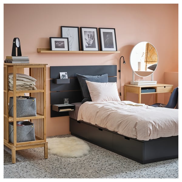 Nordli Bed Frame W Storage And Headboard Anthracite Ikea