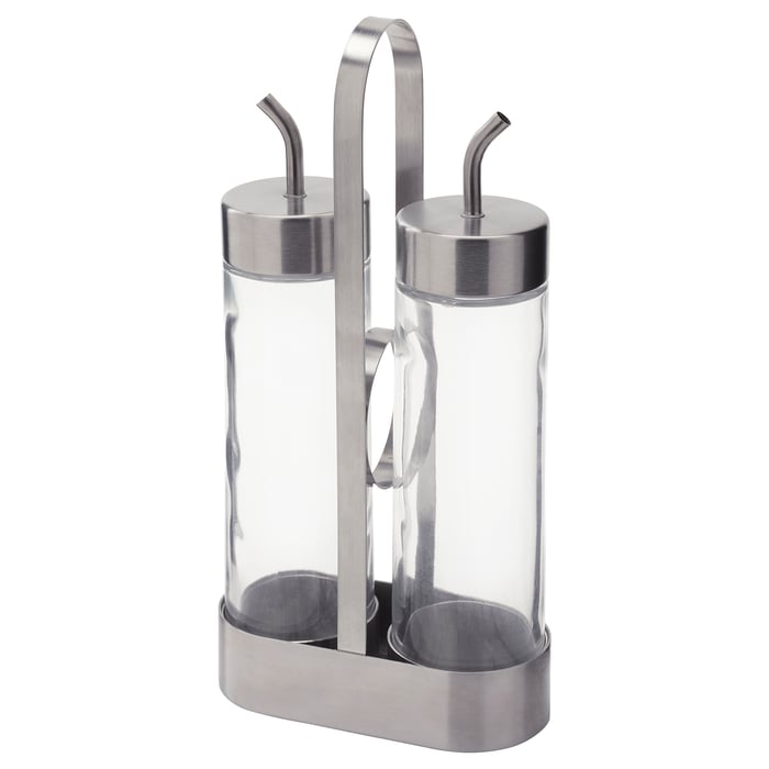 ÖRTFYLLD 3piece oil/vinegar set, glass/stainless steel IKEA Ireland