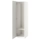 An open white ikea PAX wardrobe with a mirror door, offering storage space inside.