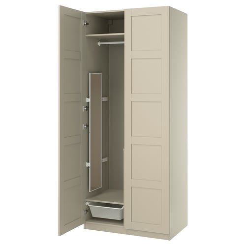 PAX / BERGSBO Wardrobe combination, grey-beige/grey-beige, 100x60x236 cm