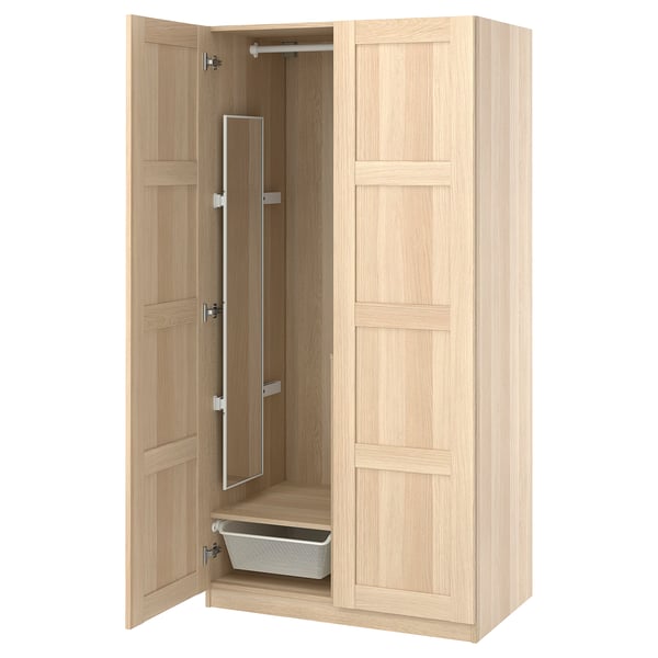 PAX / BERGSBO Wardrobe combination, white stained oak/white stained oak, 100x60x201 cm