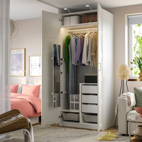 PAX / BERGSBO Wardrobe combination, white/white, 100x60x236 cm