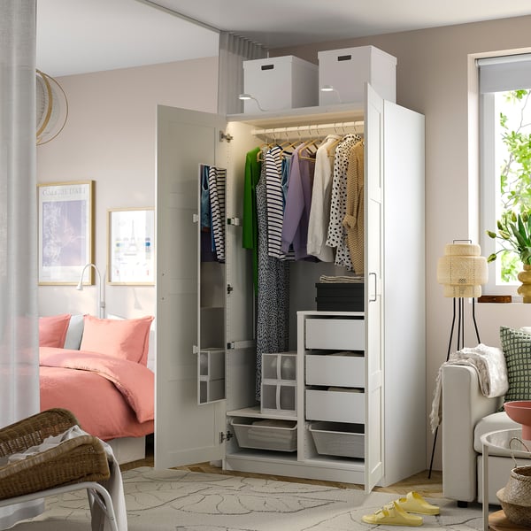 PAX / BERGSBO Wardrobe combination, white/white, 100x60x201 cm