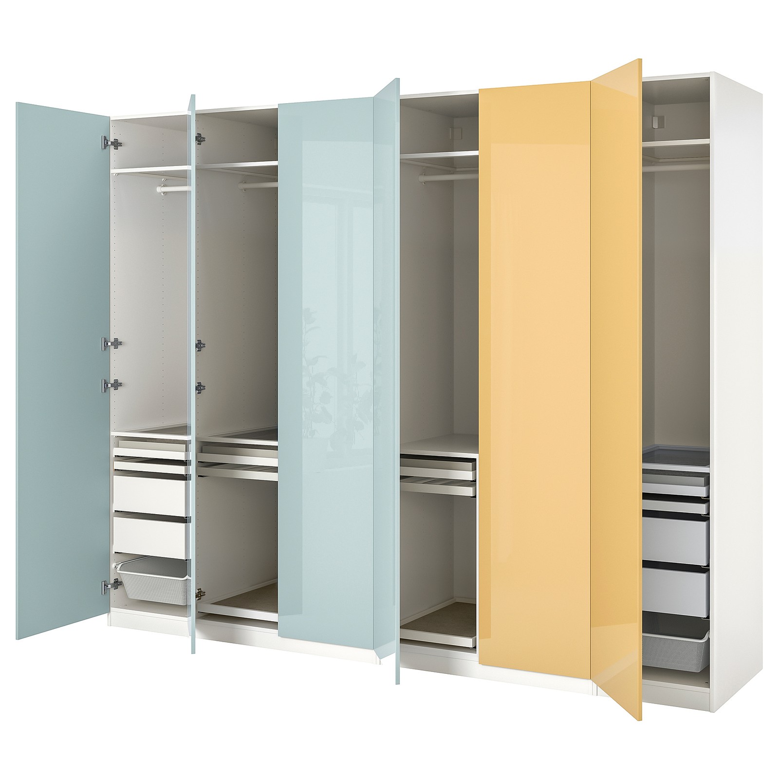 PAX / FARDAL Wardrobe combination highgloss light greyblue/high
