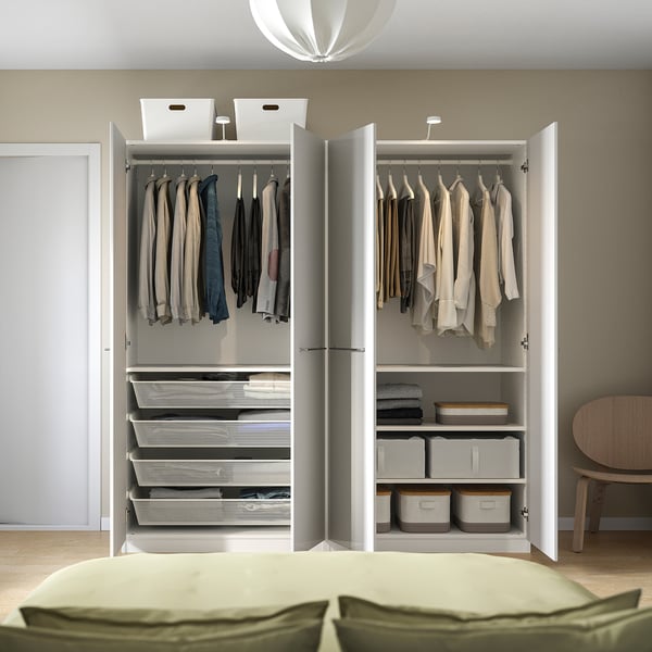 PAX / FARDAL wardrobe, white/highgloss light grey, 200x60x201 cm