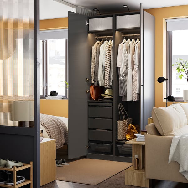PAX / FORSAND Wardrobe combination, dark grey/dark grey, 100x60x236 cm