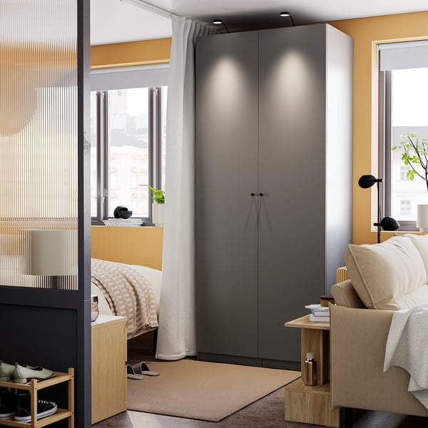 PAX / FORSAND Wardrobe combination, dark grey/dark grey, 100x60x236 cm