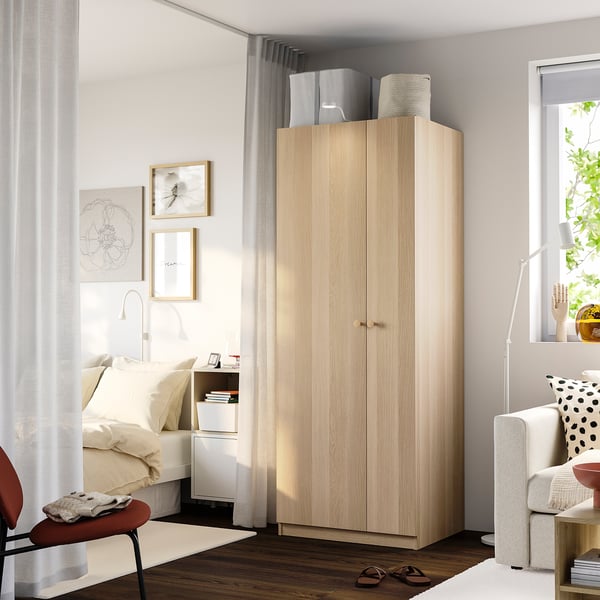 PAX / FORSAND Wardrobe combination, white stained oak effect white stained oak effect, 75x60x201 cm