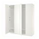 White PAX wardrobe with open doors, showing empty interior. Modern, minimalist design.
