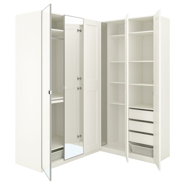 Pax Grimo Vikedal Corner Wardrobe White Mirror Glass 210 160x236 Cm Ikea Ireland