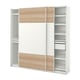 Option: A white PAX wardrobe with light wood panels, sliding doors, and shelves.