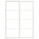 An ikea PAX white metal wardrobe door frame for a modern, minimalist closet design.