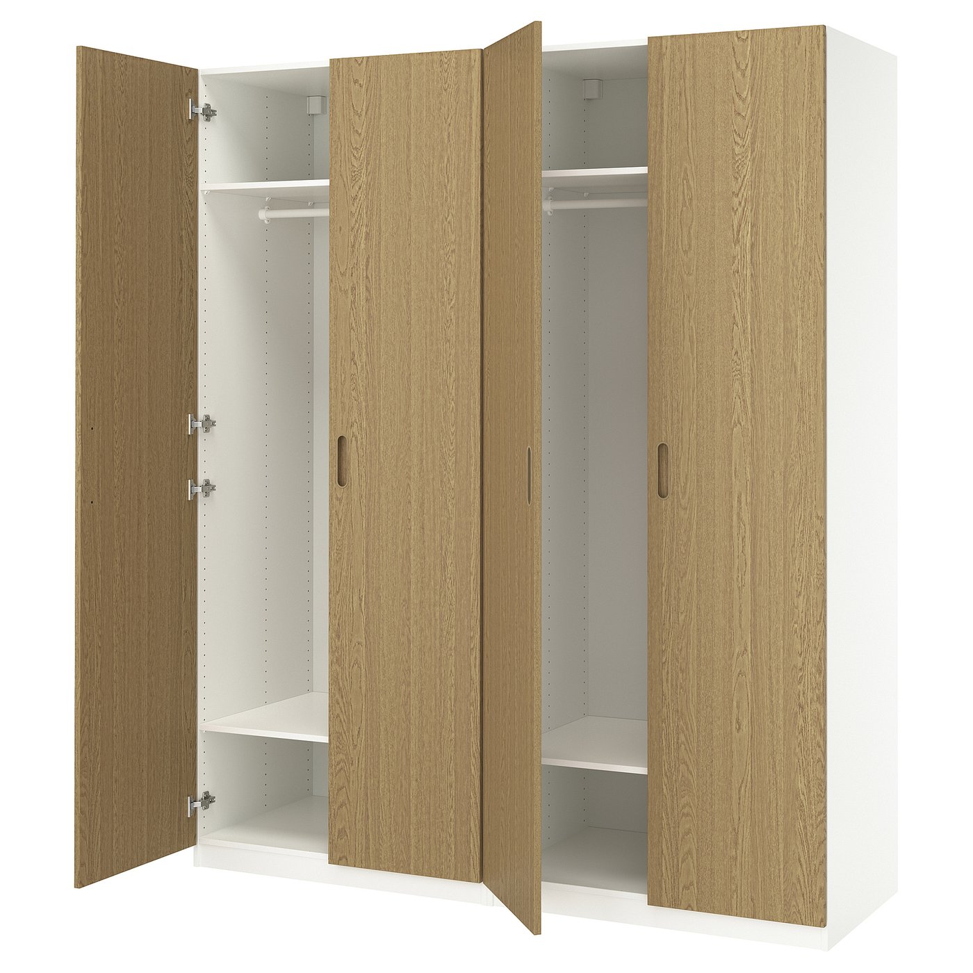 PAX / TONSTAD Wardrobe combination - white/oak veneer 200x60x236 cm