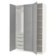 Option: Displays an open, light gray IKEA PAX wardrobe with multiple shelves and mesh drawers.
