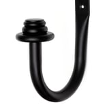 Black curtain tie-back hook with a glossy finish and end cap, designed for sturdy use.