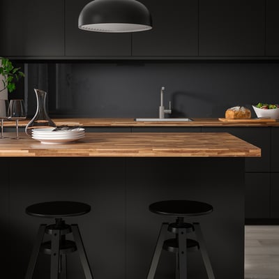 PINNARP Custom made worktop, walnut/veneer, 63.6-125x3.8 cm